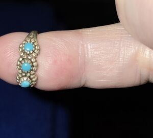 Vintage Turquoise and Silver Baby Ring and Bracelet